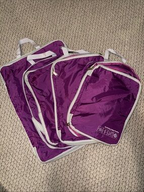 Purple Packing Cube Set with Light Gray Trim